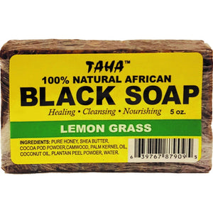 TAHA - 100% Natural African Black Soap Bar (Lemon Grass)